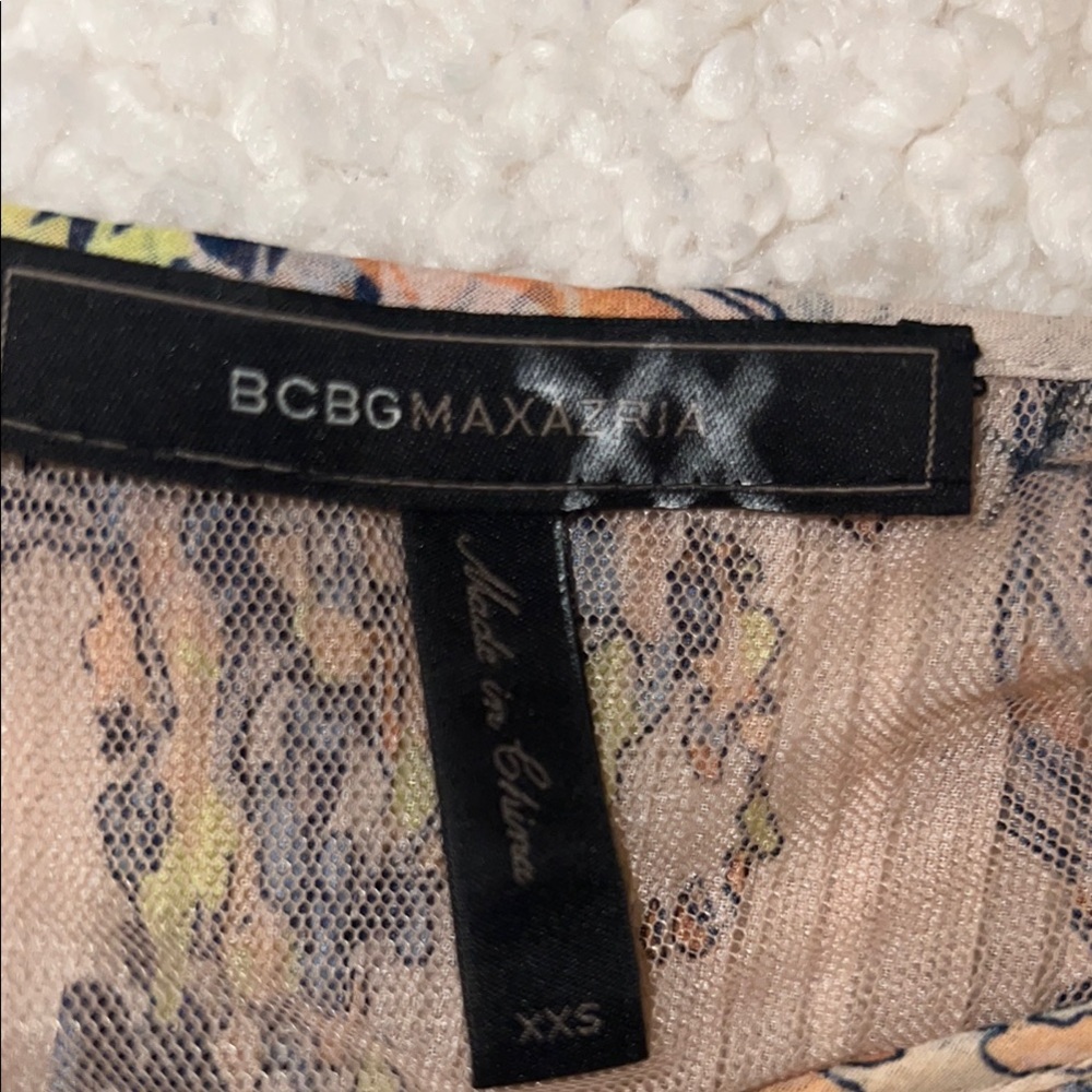 BCBGMaxAzria Women’s Silver, Peach and Blue Pleated Midi Dress SZ XXS - Picture 3 of 14